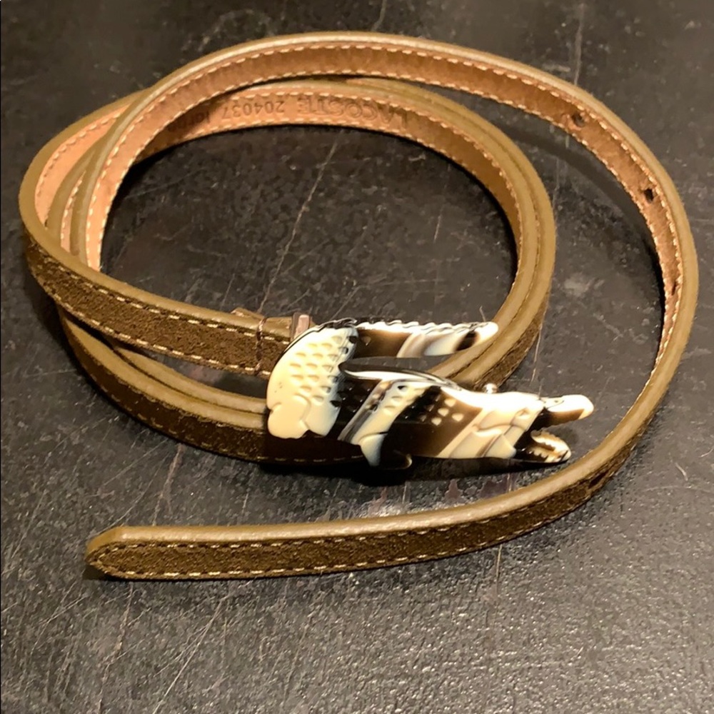NWOT Lacoste leather belt w/crocodile logo buckle